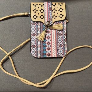 Small crossbody/phone holder- aztec design